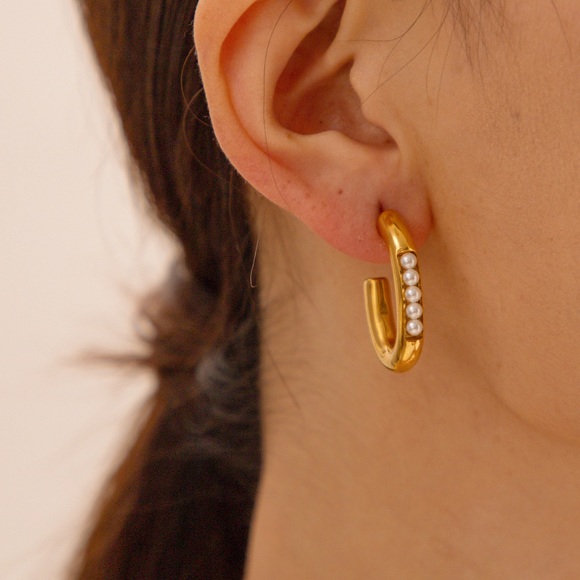 Gold Hoop Earrings*Everyday Hoops*Waterproof and Sweatproof - Picture 2 of 6